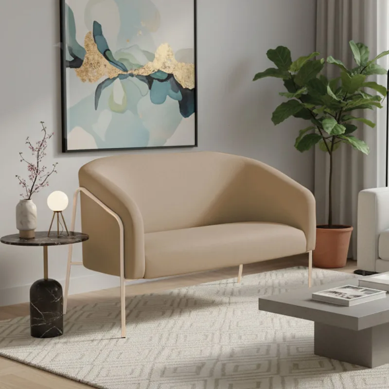 Sofá 2 Lugares Namoradeira Stella Industrial Alta Champanhe Suede Marrom Rato D03 - D'Rossi