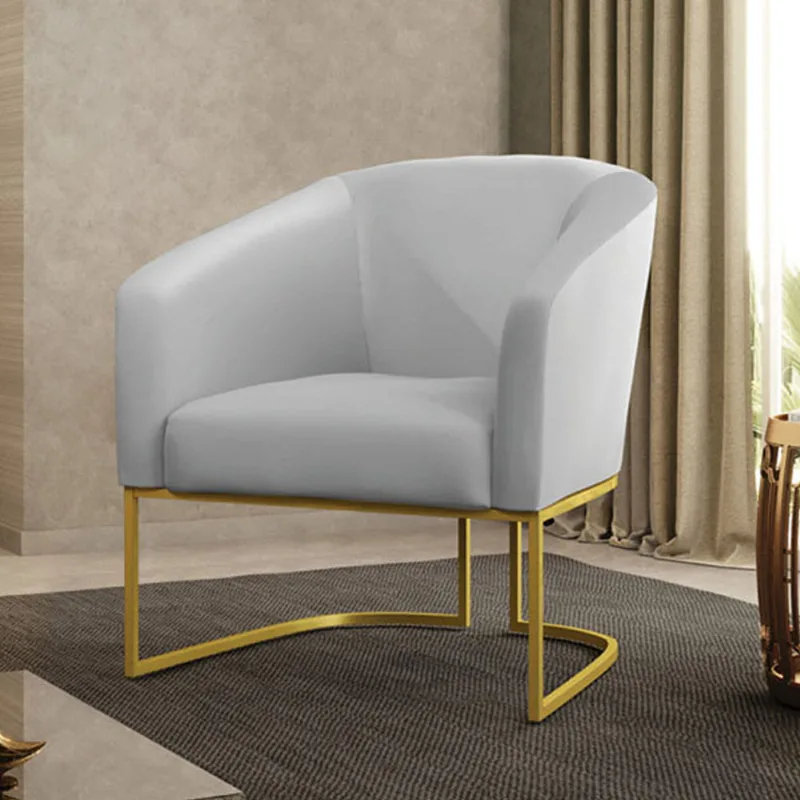 Poltrona Sala Decorativa Stella Base Industrial Dourada Sintético Cinza D03 - D'Rossi