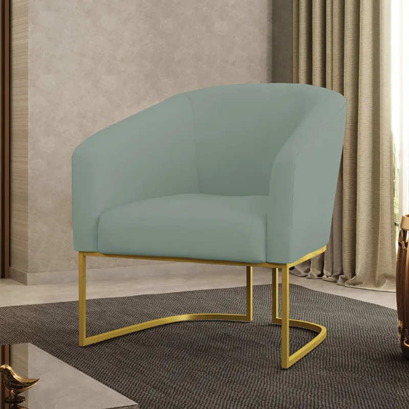 Poltrona Sala Decorativa Stella Base Industrial Dourada Veludo Cotelê Menta D03 - D'Rossi