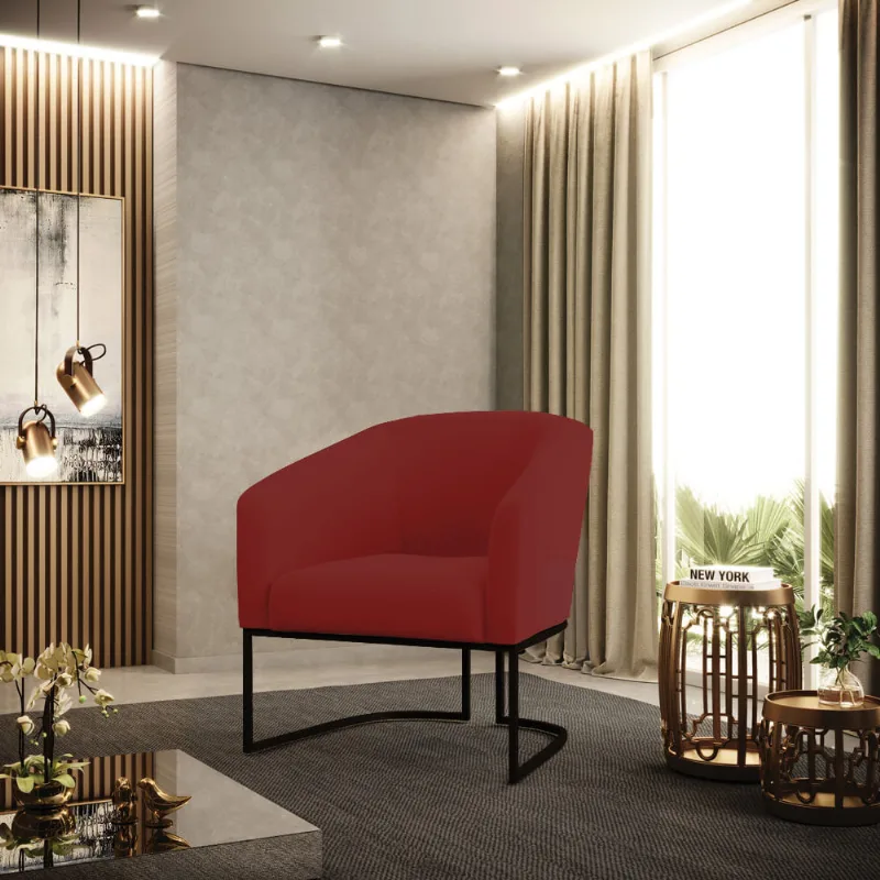 Poltrona Sala Decorativa Stella Base Industrial Preta Veludo Marsala D03 - D'Rossi