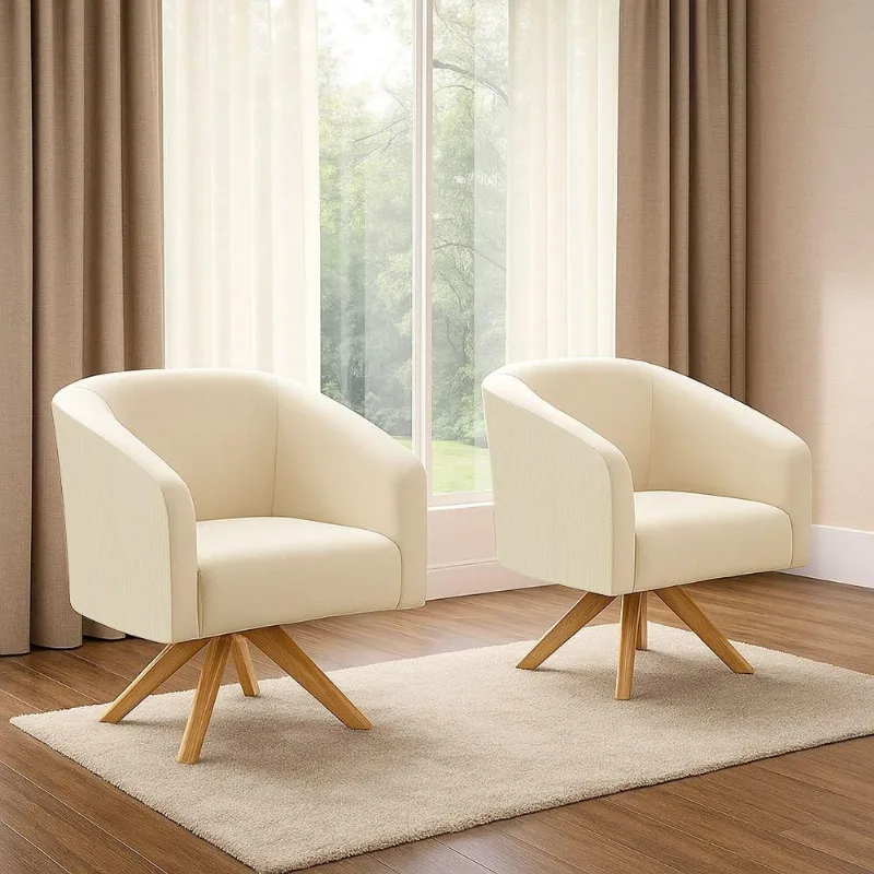 Kit 2 Poltronas Decorativas Stella Giratória Veludo Cotelê Verde D Rossi