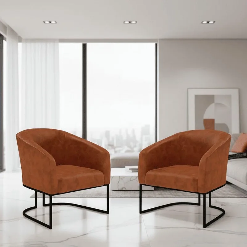 Kit 2 Poltronas Sala Stella Decorativa Base Industrial Couro Sintético Verde D'Rossi