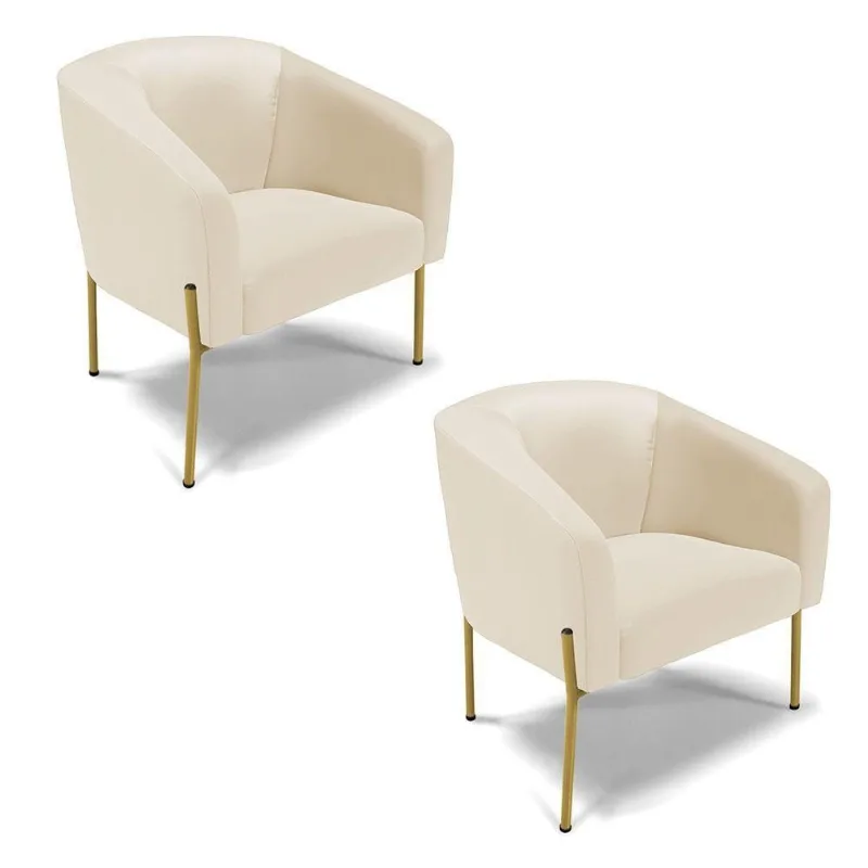 Poltrona Decorativa Kit 2 Stella Sintético Couro Sintético Cinza D'Rossi