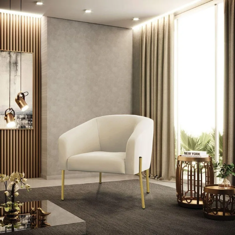 Poltrona Decorativa Stella com Pés Palito Veludo Confortável Mostarda D'Rossi Kit 2