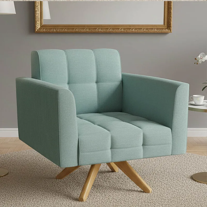 Poltrona Sala Decorativa Elisa Base Giratória Castanho MA30 Cotelê Ext/Veludo Menta D03 - D'Rossi