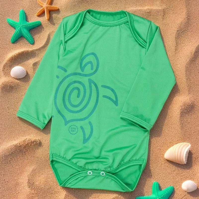 Body Manga Longa UV50+ Verde Limão Com Estilo E Proteção