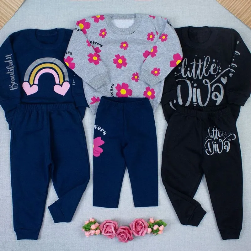 Conjunto Bebê Menina Em Moletom Estampado Quentinho