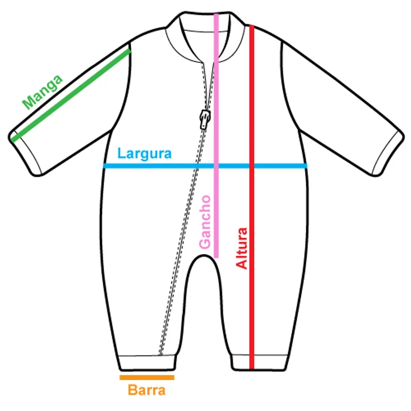 Macacão Longo Bebê Pelúcia Com Zíper Frontal Era Uma Vez