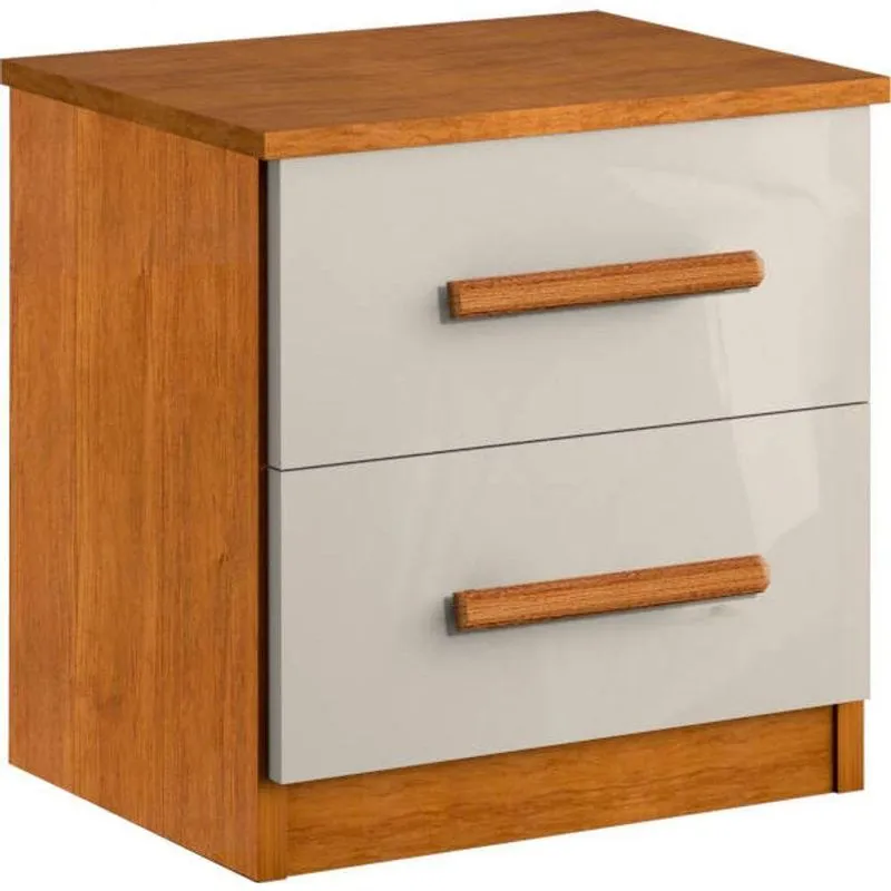 Mesa De Cabeceira Mdf 2 Gavetas Puxadores Madeira - Zeus-nature-off - Bianchi Móveis