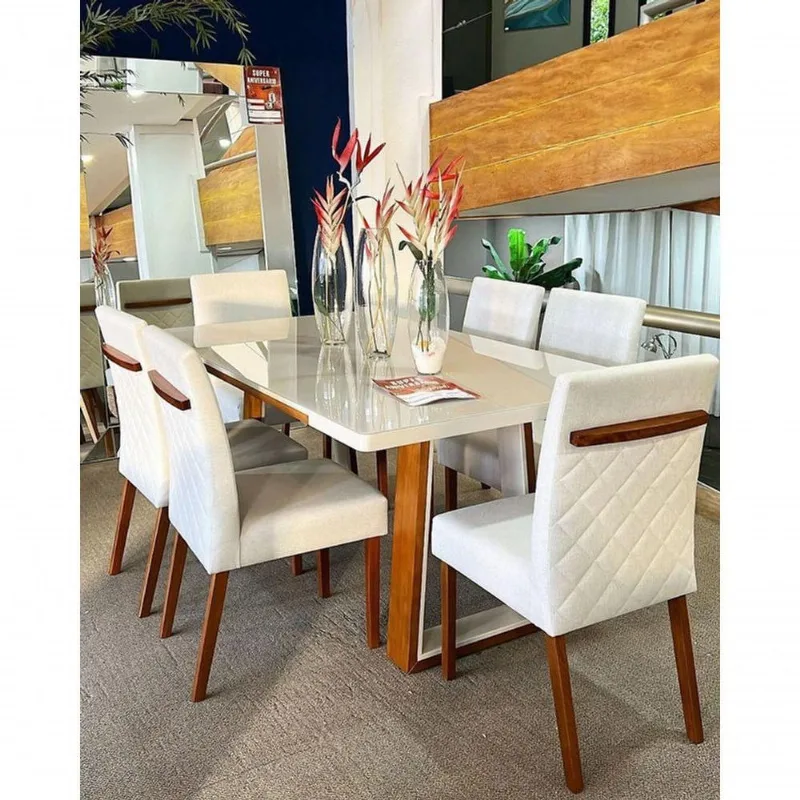 Sala De Jantar Maciça 6 Cadeiras 1,80real-luxury Requinte