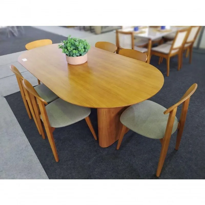 Sala De Jantar Tampo Oval 6 Cadeiras Hórus Requinte Salas