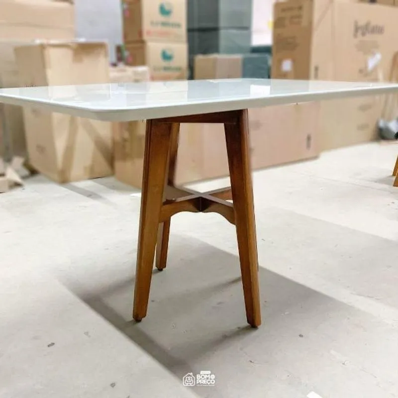 Mesa De Jantar Base De Madeira - Milão-0,90x0,90m- Art Salas