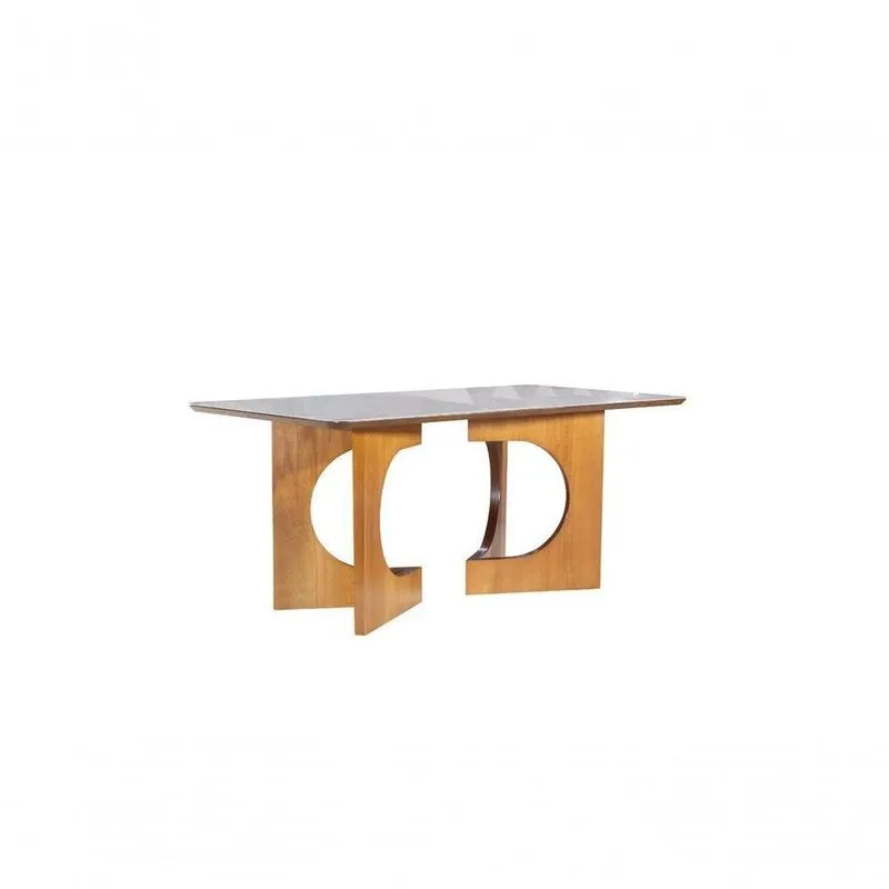 Mesa De Jantar Com Vidro Laminada - Hamburgo- Art Salas
