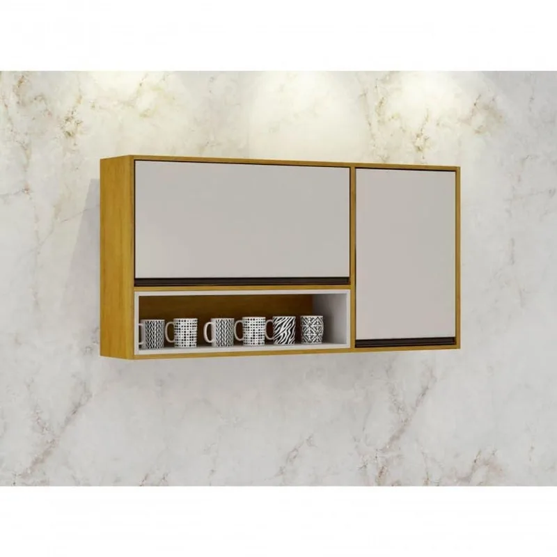 Armário Aéreo Porta Condimentos 2 Portas - Eduarda-cinamomo-off White - Chf Móveis
