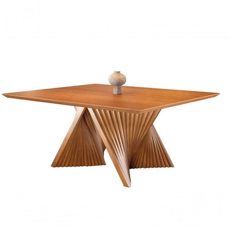 Mesa De Jantar Madeira Maciça Base Torcida Topázio Harmonia