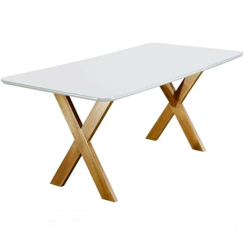 Mesa De Jantar Com Vidro Madeira Maciça - Munique-1,80x0,90m - Móveis Mundial