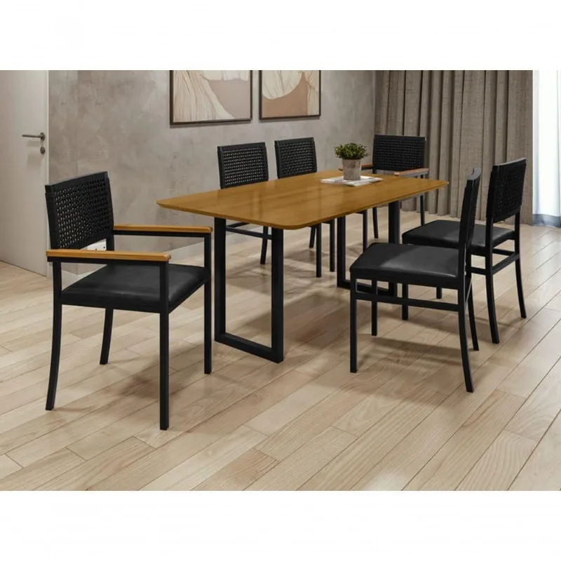 Conjunto área Gourmet 6 Cadeiras 1,60x0,90m Itália Paonanda
