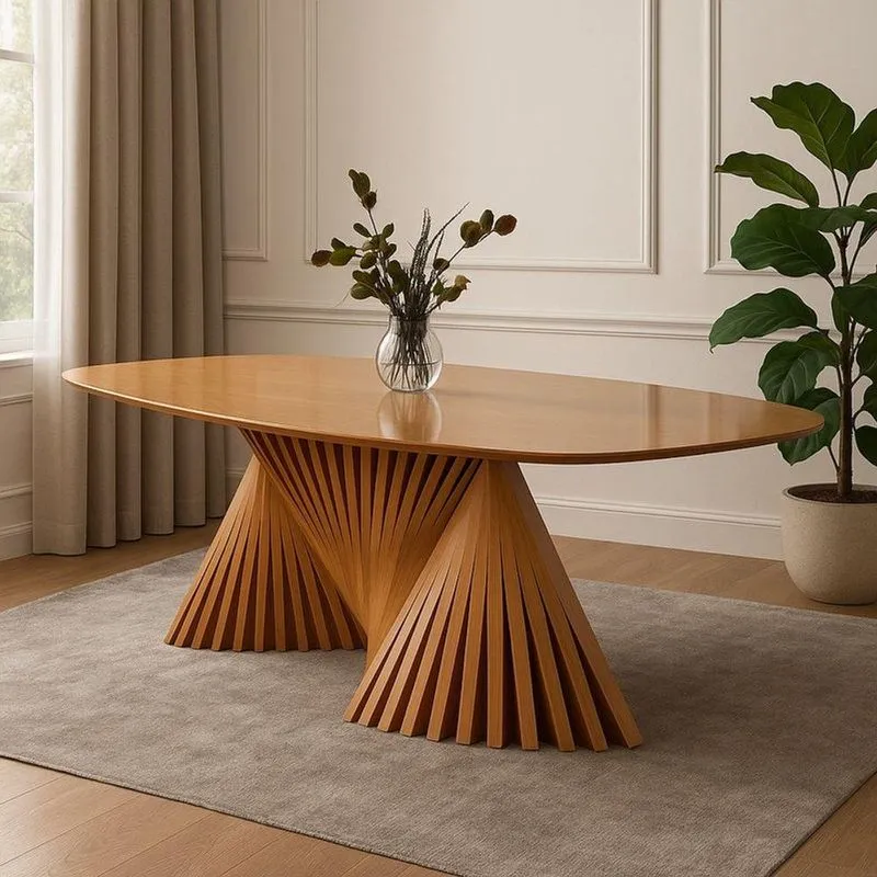 Mesa De Jantar Com Base Escultural 1,80x90 Opala Harmonia