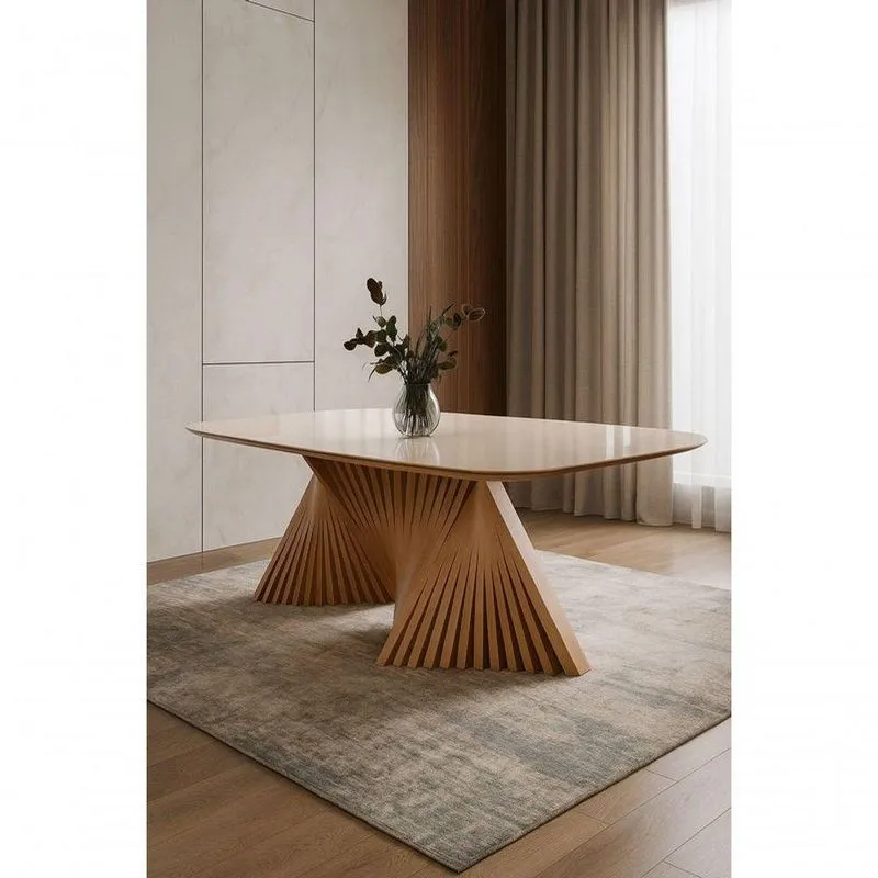 Mesa De Jantar Com Base Escultural 2,00x100 Opala Harmonia