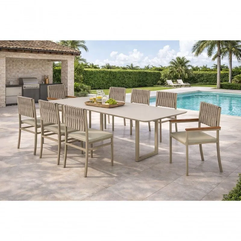 Conjunto Gourmet Náutica 8 Cadeiras Elegance Solare-pérola
