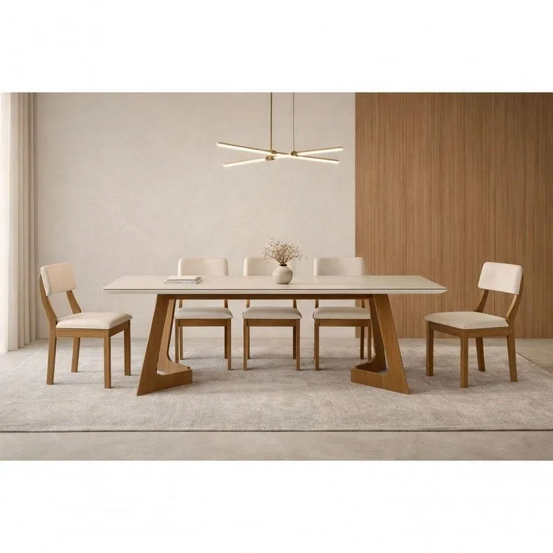 Sala De Jantar Completa Com 6 Cadeiras Napole Domus Móveis
