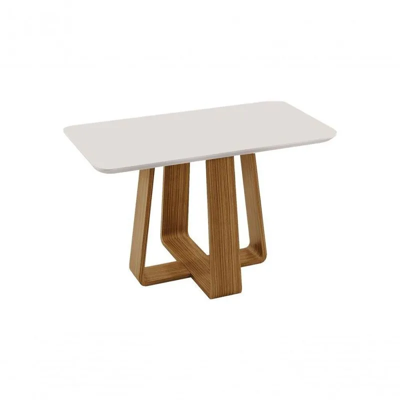 Mesa De Jantar Sintonia Retangular Vidro 120x80cm Off White Lj Móveis