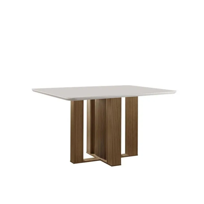Mesa De Jantar Ariela Retangular Vidro 135x90cm Off White Lj Móveis