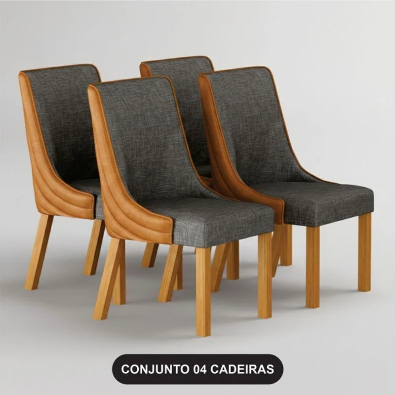 Kit 4 Cadeiras de Jantar Bella Madeira Maciça Estofada Terracota Arbo