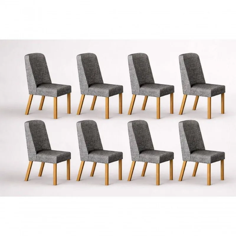 Kit 8 Cadeiras de Jantar Iza Madeira Maciça Estofada Design Elegante Arbo