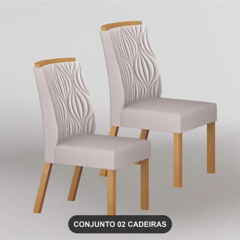Kit 2 Cadeiras de Jantar Ilhéus Madeira Maciça Estofada Arbo