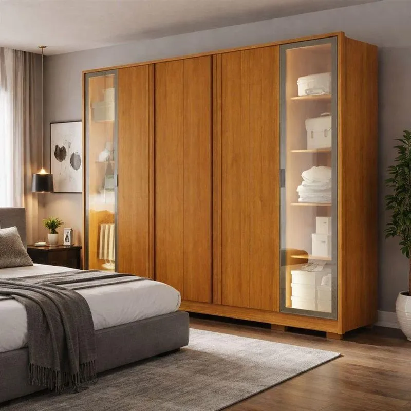 Guarda Roupa Zeus 6 Portas Reflecta Com Led 6 Gavetas 100% Mdf Com Corrediças Telescópicas Arbo
