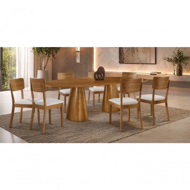 Sala De Jantar Maciça 8 Cadeiras 2,0m - 2torres -imperial