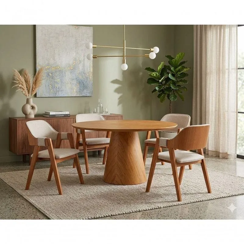 Sala De Jantar Moscou 4 Lugares Tampo Em Mdf Com Cadeiras Em Madeira Maciça Cor Café 110cm Imperial