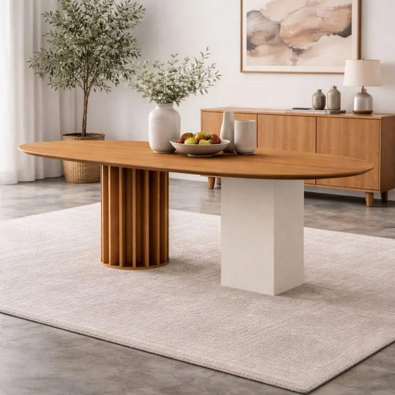 Mesa De Jantar Belle 6 Lugares Retangular Mdf Cinamomo Off White Arbo Design