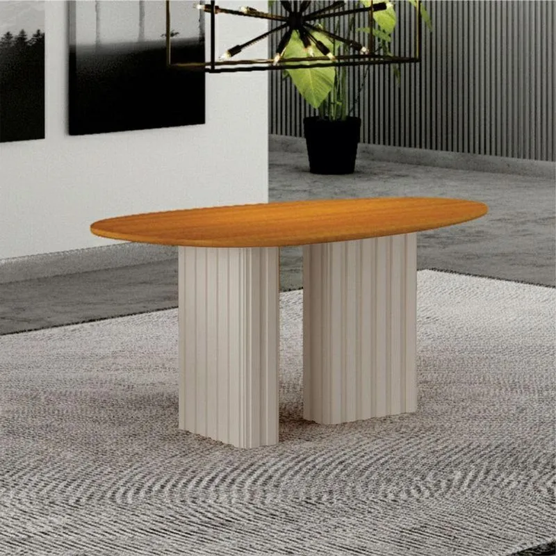 Mesa De Jantar Iza 6 Lugares Orgânico Mdf 90cm Off White