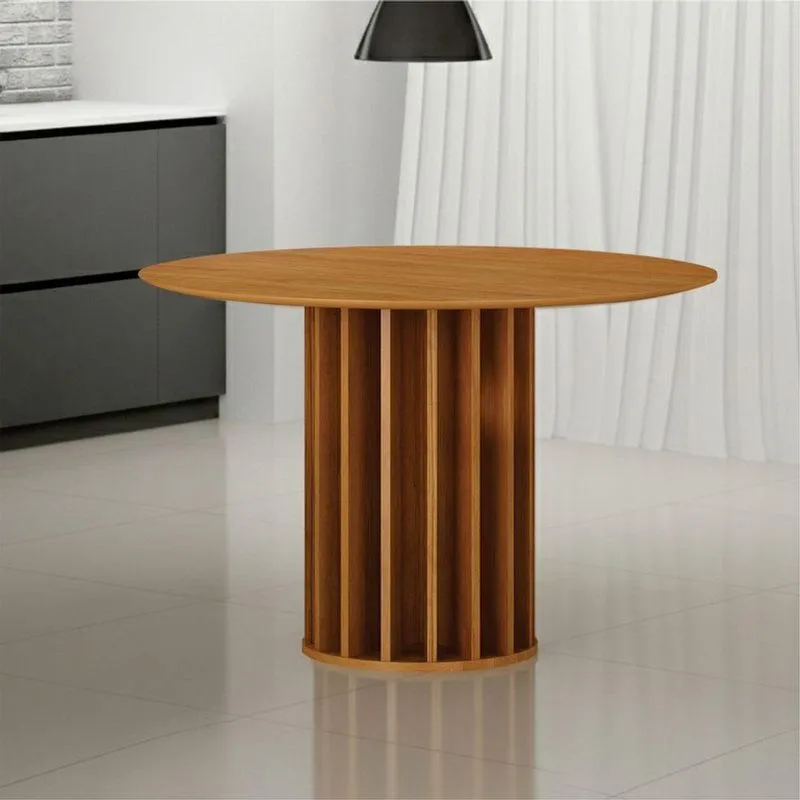 Mesa De Jantar Floral 6 Lugares Redonda Mdf 108cm Cinza