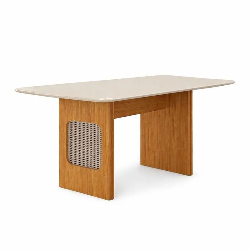 Mesa De Jantar Larissa 6 Lugares Retangular MDF Off White Arbo Design