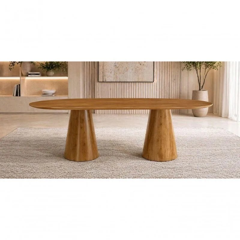 Mesa De Jantar Noronha Retangular MDF 200cm Café Requinte Salas