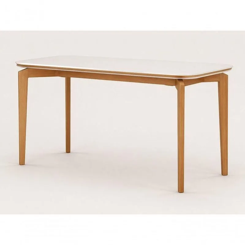 Mesa De Jantar Luma 8 Lugares Retangular Vidro 2x1m Off White E Canela