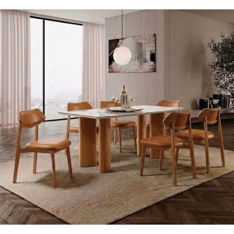 Conjunto Sala De Jantar Cristal 6 Lugares Tampo Em Vidro Caramelo 180cm Imperial Móveis