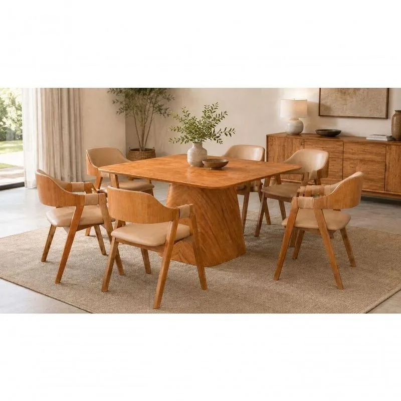 Sala De Jantar Paris 6 Lugares Tampo Em Mdf Canela 135cm Imperial Móveis