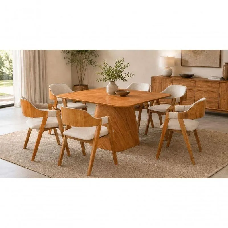 Sala De Jantar Paris 6 Lugares Tampo Em Mdf Canela 135cm Imperial Móveis