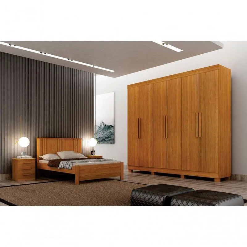 Dormitório Casal Aspen 6 Portas 4 Gavetas MDF Cinamomo Arbo Design