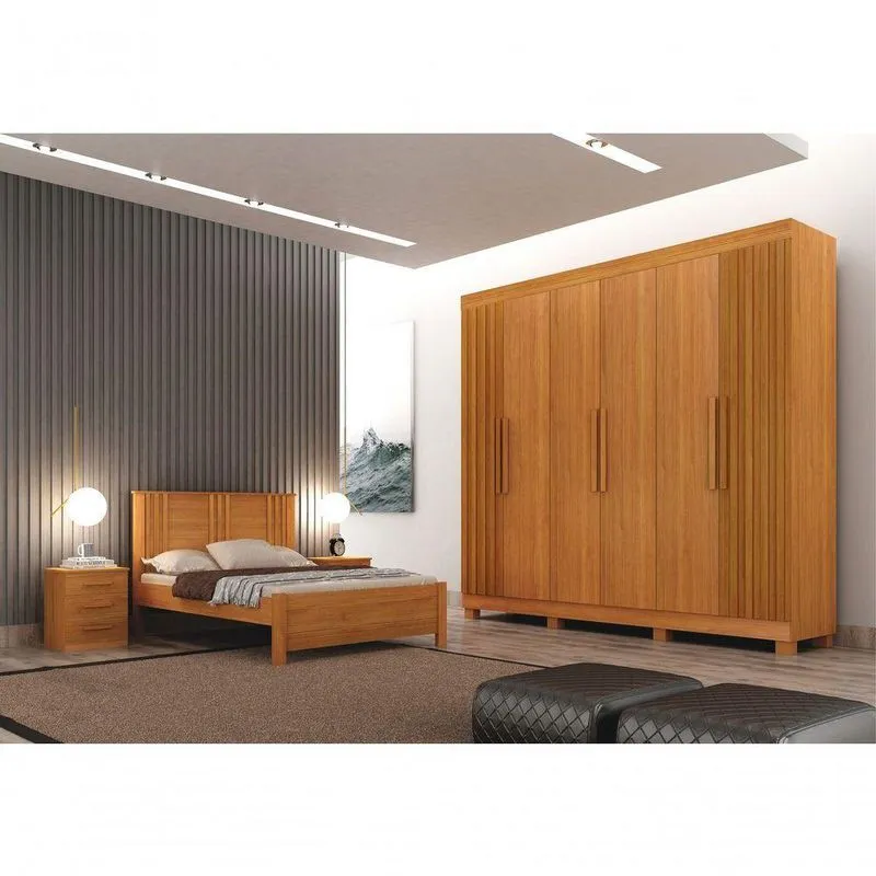 Dormitório Casal Aspen 6 Portas 4 Gavetas MDF Cinamomo Arbo