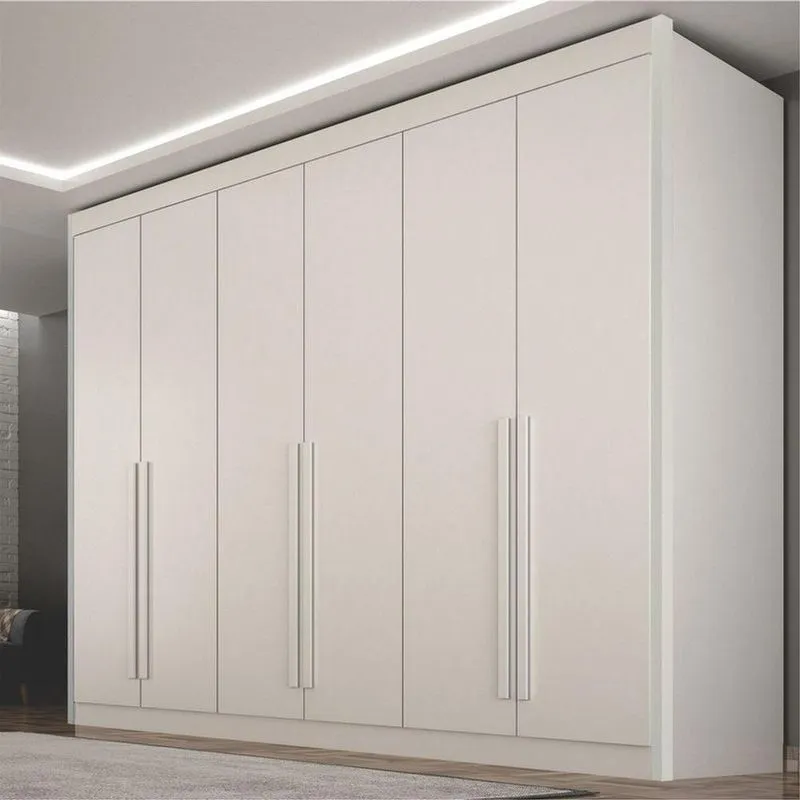 Guarda Roupa Casal Mirage 6 Portas de Bater 6 Gavetas MDF Branco Brilhante Arbo Design