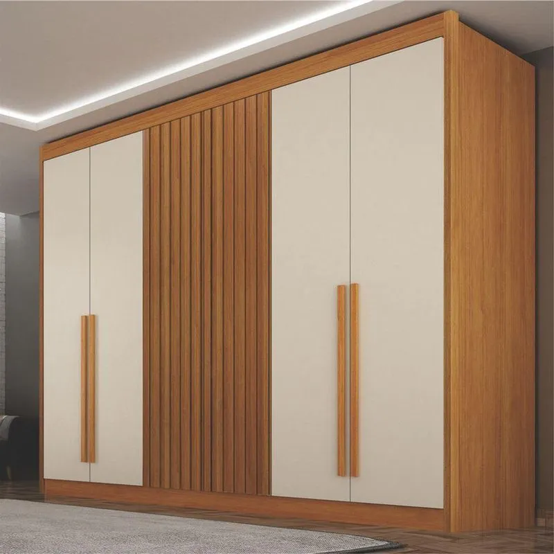 Guarda Roupa Casal Mirage 6 Portas 6 Gavetas MDF Cinamomo-Off White Arbo Design