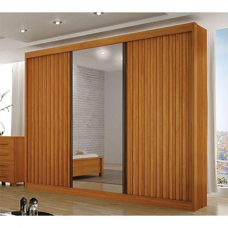 Guarda Roupa Casal Prime 3 Portas De Correr 6 Gavetas MDF Cinamomo Arbo Design