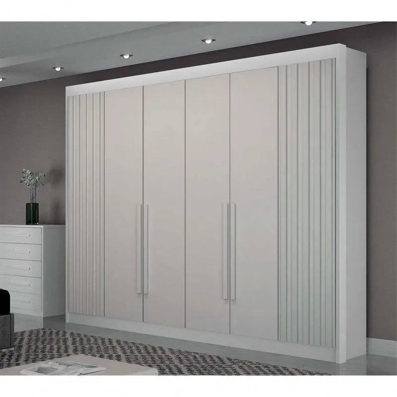 Guarda Roupa Casal Verona 6 Portas De Bater 6 Gavetas MDF Branco Arbo Design
