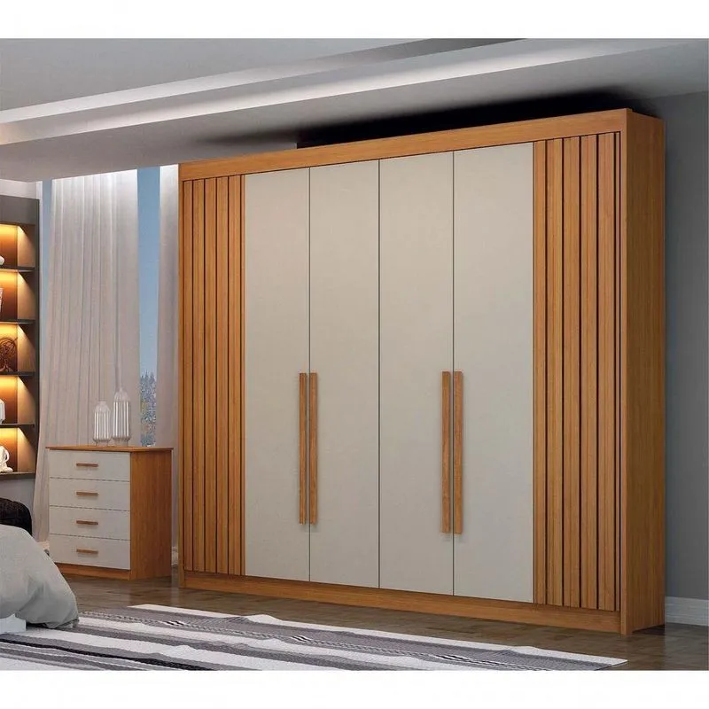 Guarda Roupa Casal Verona 6 Portas De Bater 6 Gavetas MDF Cinamomo E Off White Arbo Design 235cm