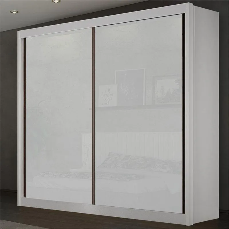 Guarda Roupa Solteiro Milano 2 Portas De Correr 3 Gavetas MDF Branco